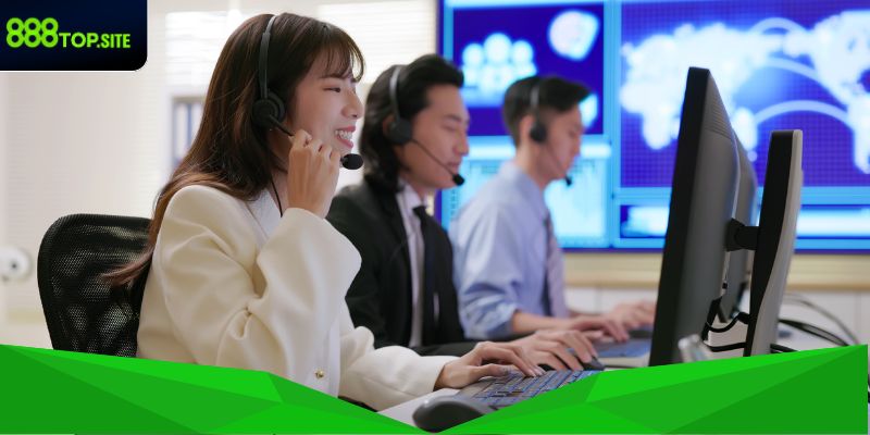  Liên hệ 888Top Nhân viên tổng đài viên đang tư vấn nhiệt tình cho khách hàng